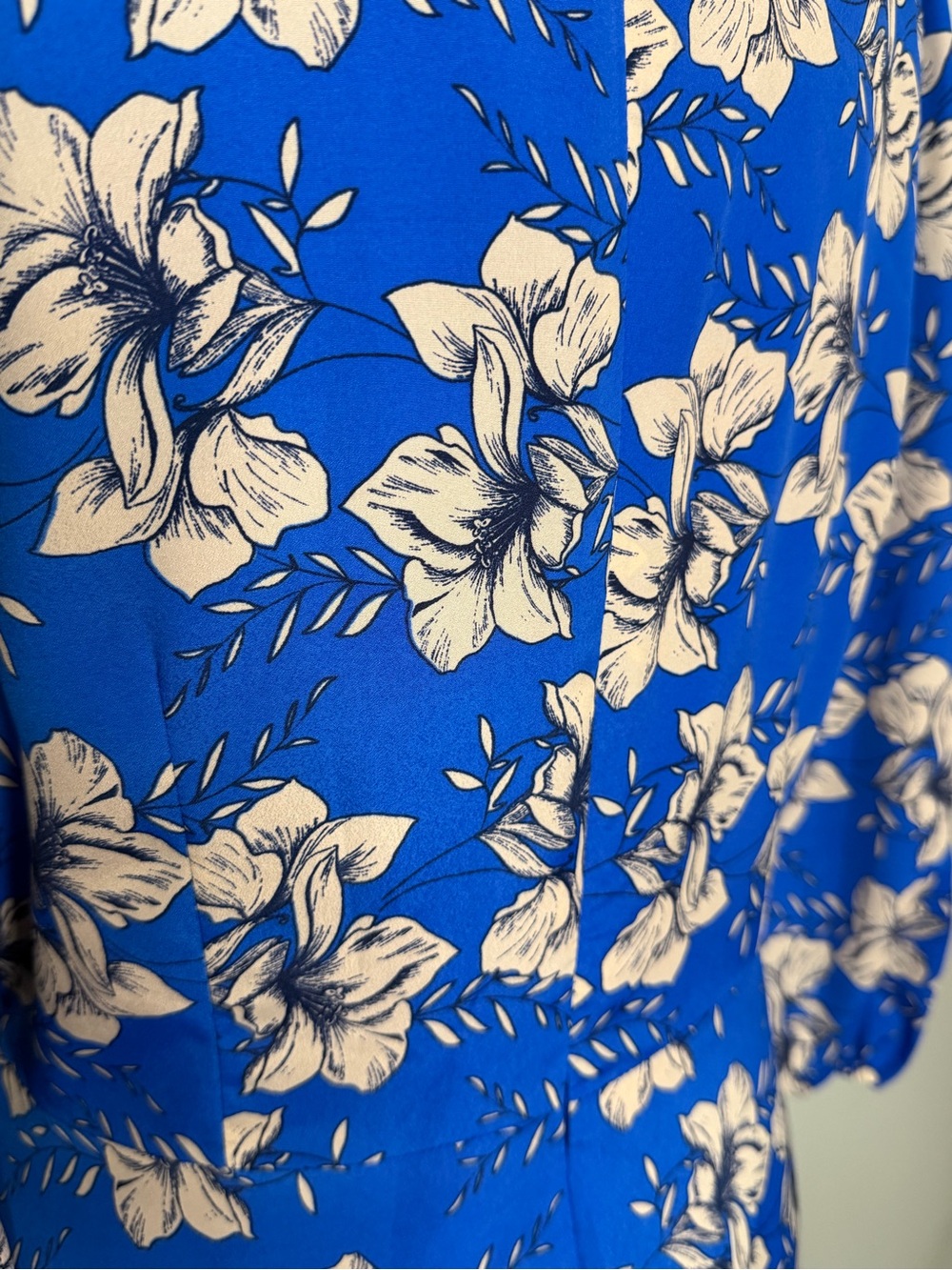 Eliza J Floral Faux-Wrap Tiered Midi Dress Blue Women's - Size 8 - Picture 6 of 12
